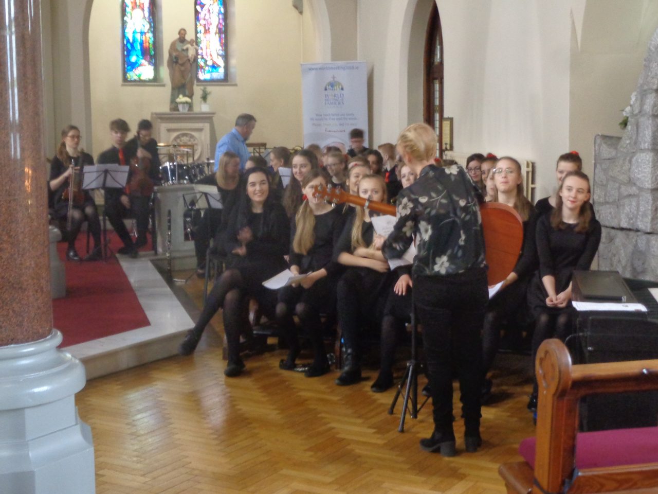 Choir from St. Nicholas Catholic High School in Cheshire Preparing to Sing