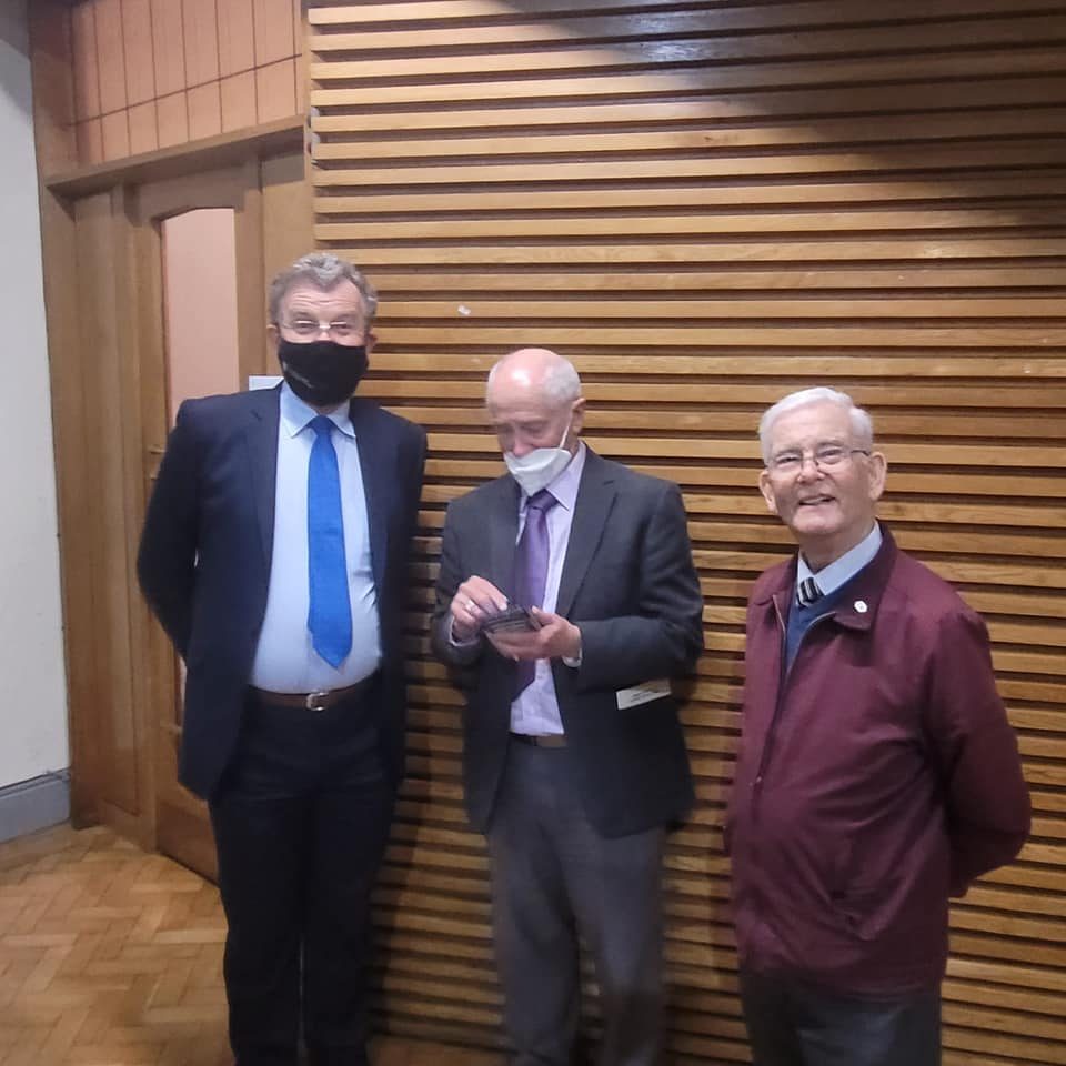 53 Donal Bergin, Paul Bennett and Malachy Keena, both from St. Brendan’s Parish in Coolock, chat after the Mass